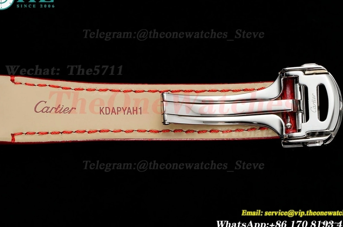 30mm SS De Ladies White LE Cartier Quartz RG Dial Red Pasha AF 0325